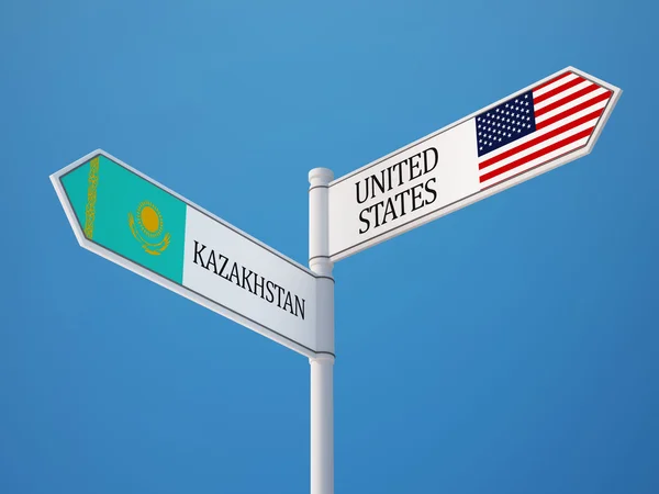 Kazakhstan Etats-Unis Signer Drapeaux Concept — Photo