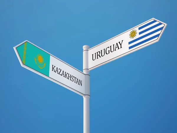 Kazakistan Uruguay işaret bayrakları kavramı — Stok fotoğraf