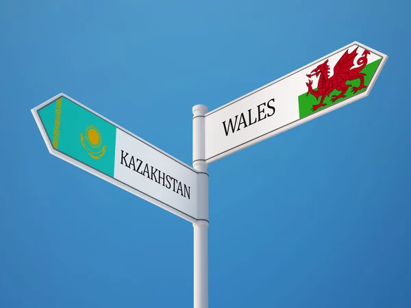 Kazakstan Wales tecken flaggor koncept — Stockfoto