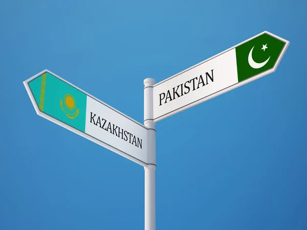 Kazakhstan Pakistan  Sign Flags Concept — Stock Photo, Image