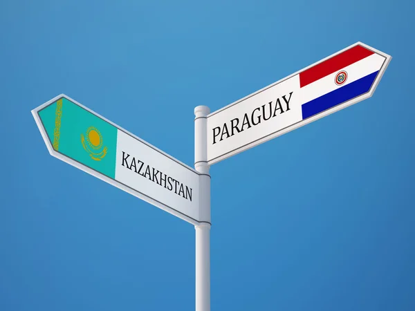 哈萨克斯坦巴拉圭标志标志概念 — 图库照片