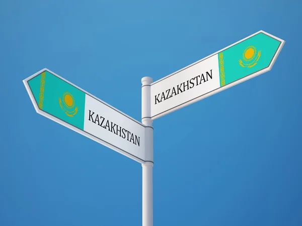 Kazajstán Sign Flags Concept —  Fotos de Stock