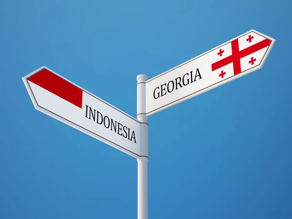 Indonesia Georgia  Sign Flags Concept — Stock Photo, Image