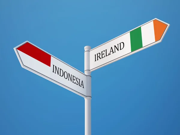 Indonesia Ireland  Sign Flags Concept — Stock Photo, Image