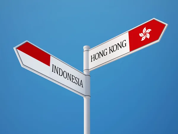 Indonesien hong kong sign flags concept — Stockfoto