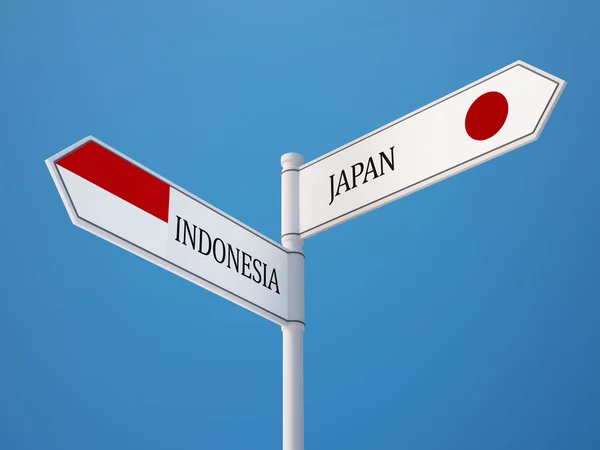 Indonesia Japan  Sign Flags Concept — Stock Photo, Image