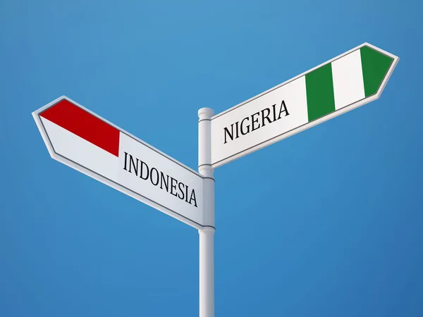 Indonesia Nigeria  Sign Flags Concept — Stock Photo, Image