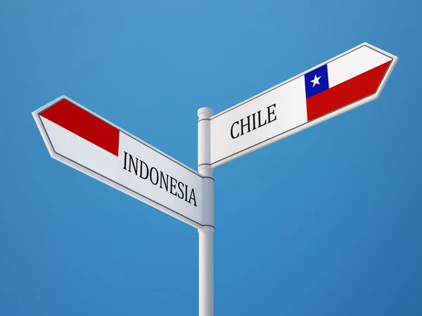 Indonesia Chile  Sign Flags Concept — Stock Photo, Image