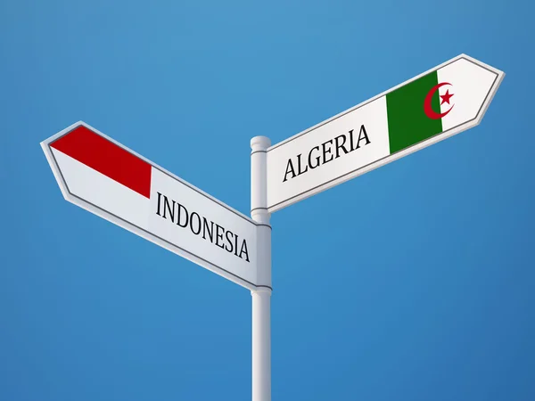 Indonesien algerien sign flags concept — Stockfoto