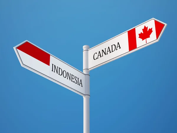 Indonesia Canada Firma Bandiere Concetto — Foto Stock