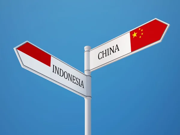 Indonésie Chine signe drapeaux concept — Photo