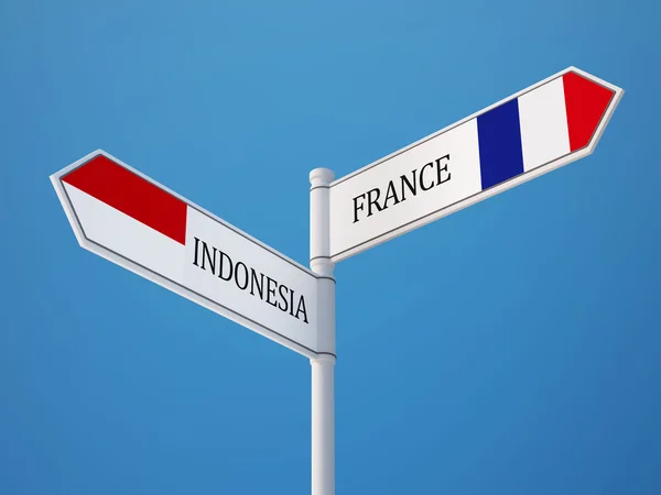Ινδονησία Γαλλία σημάδι σημαίες έννοια — Φωτογραφία Αρχείου