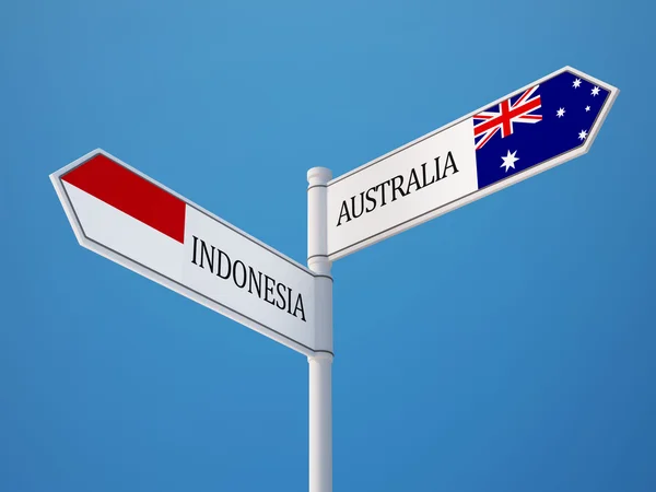 Indonesien Australien Zeichen Flaggen Konzept — Stockfoto