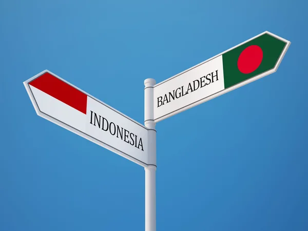 Indonesien bangladesh sign flags concept — Stockfoto