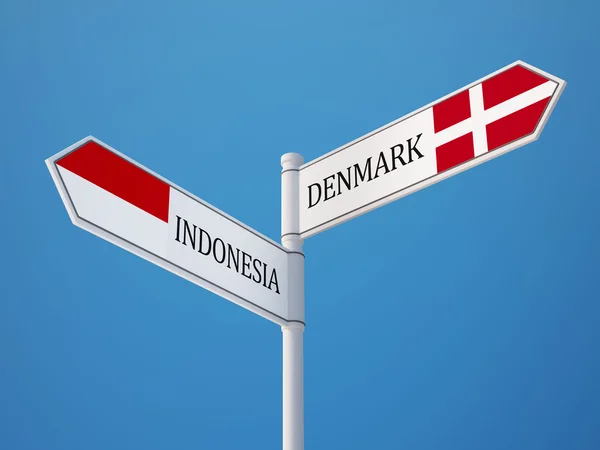 Indonesia Denmark  Sign Flags Concept — Stock Photo, Image