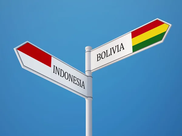 Indonésie Bolívie znamení příznaky koncept — Stock fotografie