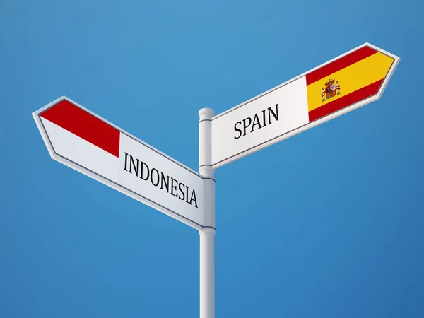 Indonesia Spain  Sign Flags Concept — Stock Photo, Image