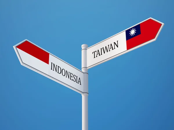Indonesien Taiwan tecken flaggor koncept — Stockfoto