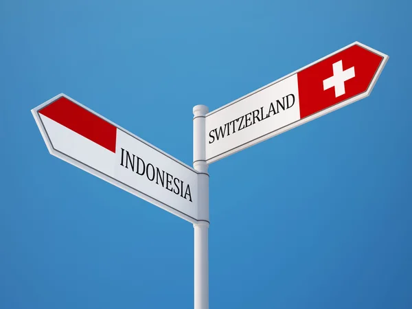 Indonesien Schweiz tecken flaggor koncept — Stockfoto