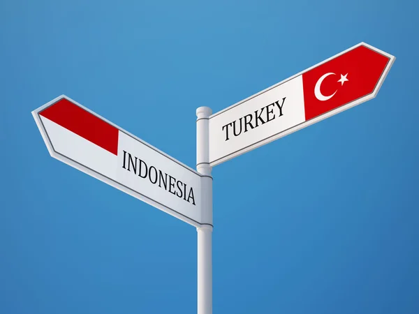 Indonesien Turkiet tecken flaggor koncept — Stockfoto