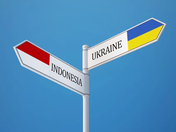 Indonésie Ukraine Signer Drapeaux Concept — Photo