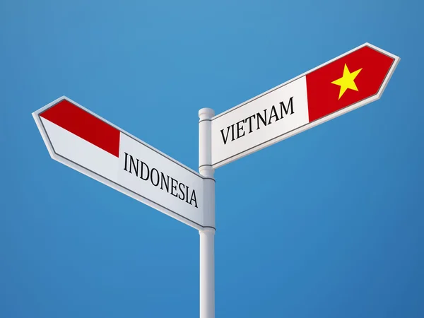 Индонезия Вьетнам подписал концепцию флагов — стоковое фото