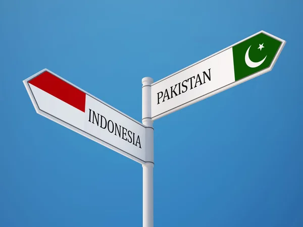 Indonesien Pakistan tecken flaggor koncept — Stockfoto