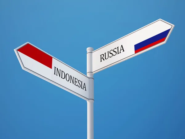 Indonesië Rusland teken vlaggen Concept — Stockfoto