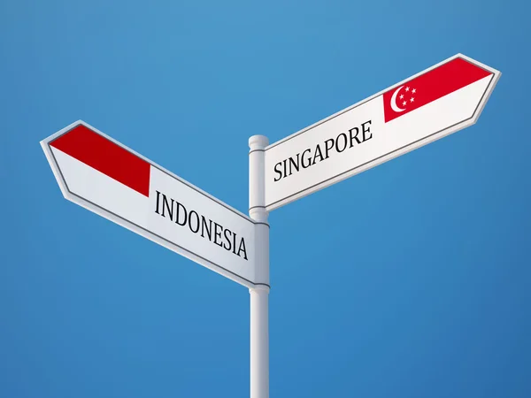 Indonesia Singapore  Sign Flags Concept — Stock Photo, Image