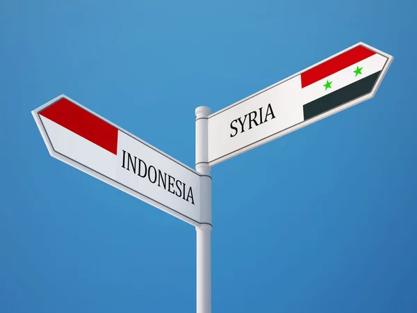 Syrië Indonesië teken vlaggen Concept — Stockfoto