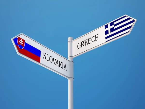 Eslovaquia Grecia Sign Flags Concept —  Fotos de Stock