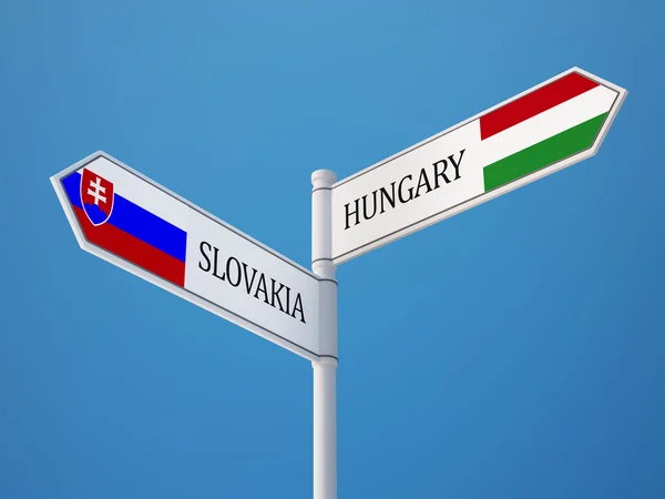 Slovakien Ungern underteckna flaggor koncept — Stockfoto