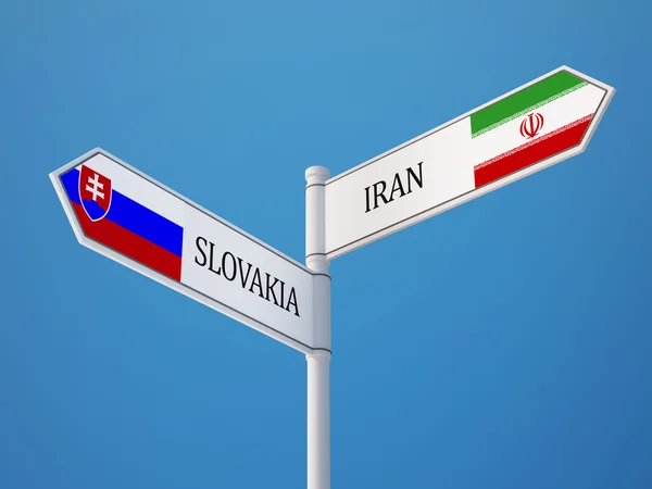 Słowacja Iran znak flagi koncepcja — Zdjęcie stockowe