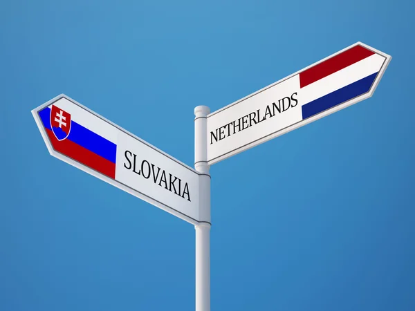 Eslovaquia Países Bajos Sign Flags Concept —  Fotos de Stock