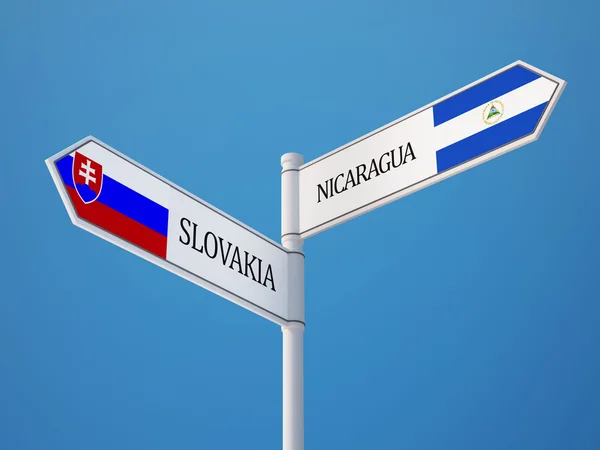 Slowakei Nicaragua Zeichen Flaggen Konzept — Stockfoto