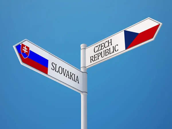 Slovakia Czech Republic  Sign Flags Concept — Stock Photo, Image