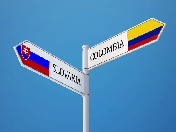 Slovakien Colombia tecken flaggor koncept — Stockfoto