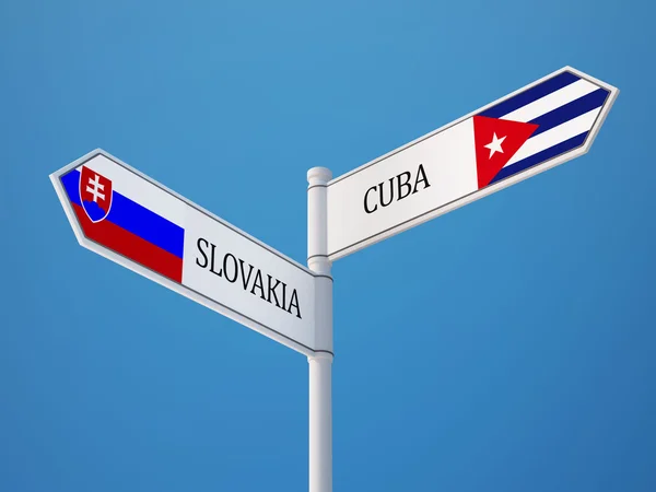 Eslovaquia Cuba Firma Concepto de Banderas —  Fotos de Stock