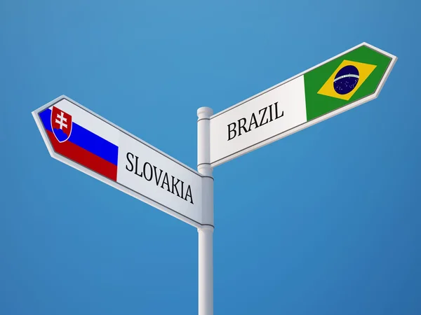 Slovacchia Brasile Firma Bandiere Concept — Foto Stock