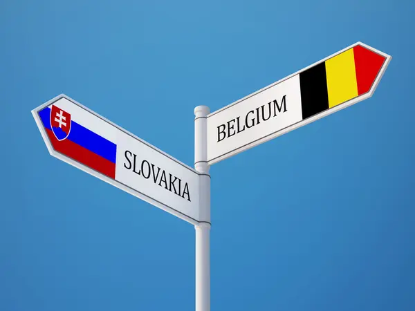 Slovaquie Belgique Signer Drapeaux Concept — Photo