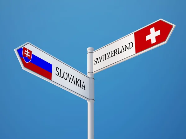 Словакия Швейцария подписала концепцию флагов — стоковое фото