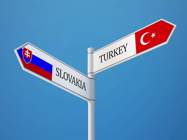 Eslovaquia Turquía Sign Flags Concept —  Fotos de Stock