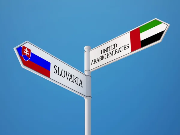 Słowacja Zjednoczone Emiraty Arabskie znak flagi — Zdjęcie stockowe