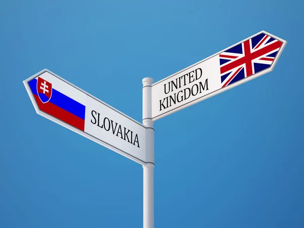 Slovaquie Royaume-Uni Signalisation Drapeaux Concept — Photo
