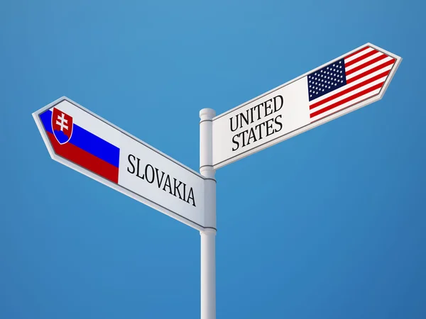 Slovakien USA skylt flaggor koncept — Stockfoto