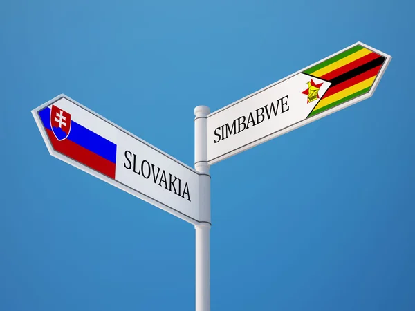 Slovacia Zimbabwe Semnează Conceptul Steaguri — Fotografie, imagine de stoc