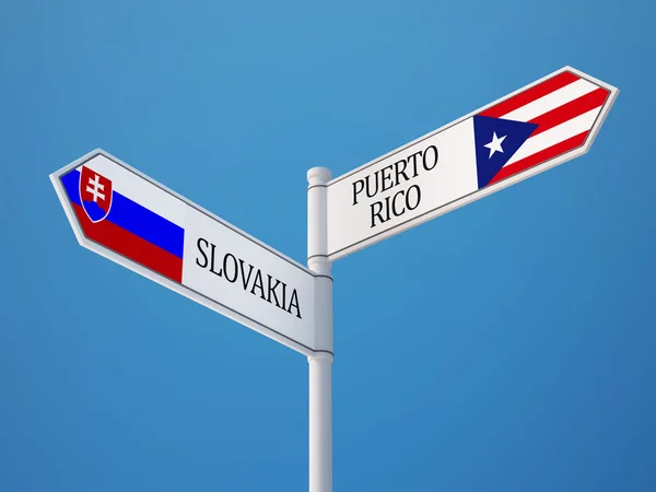 Slovaquie Porto Rico Signer Drapeaux Concept — Photo