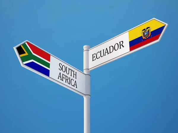 South Africa Ecuador Sign Flags Concept Stock Picture