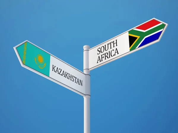 Cazaquistão África do Sul Sinalização Bandeiras Conceito Imagens Royalty-Free