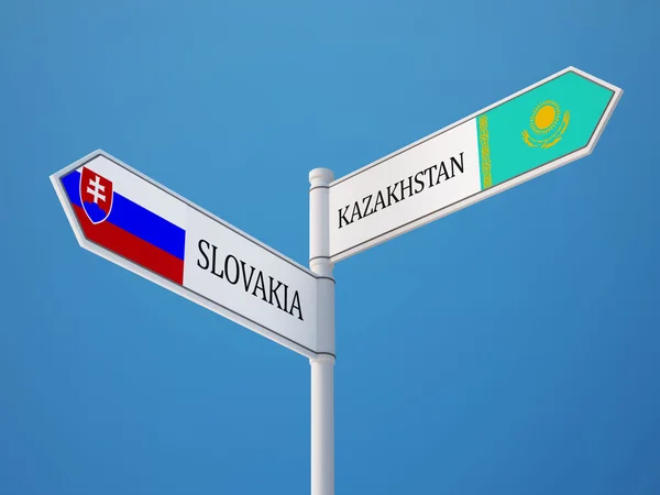 Slovakia Kazakhstan  Sign Flags Concept — Stock Photo, Image